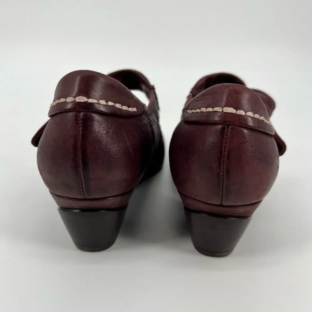 Biala Womens Tracey Mary Jane Pump EU 36 US6 Burgundy Red Leather Bow Strap Shoe